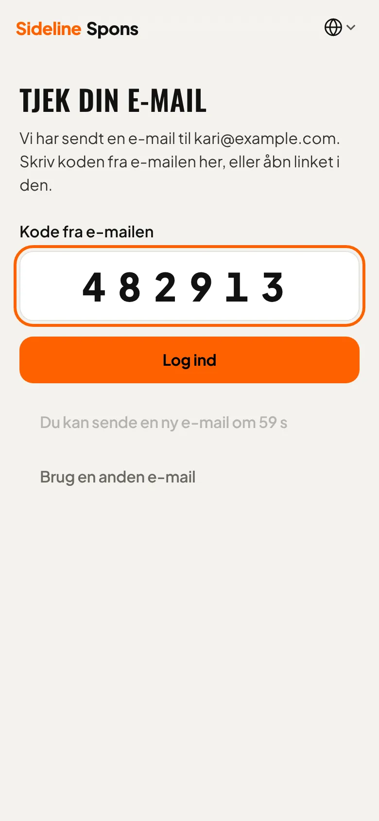 Bekræft med koden