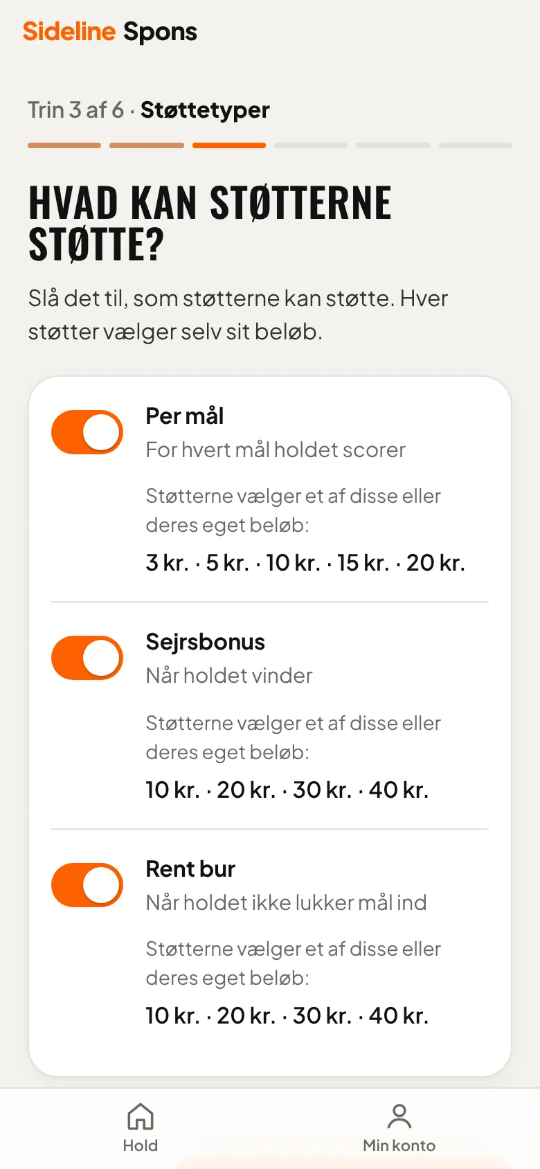 Hvad kan tilhængerne støtte?
