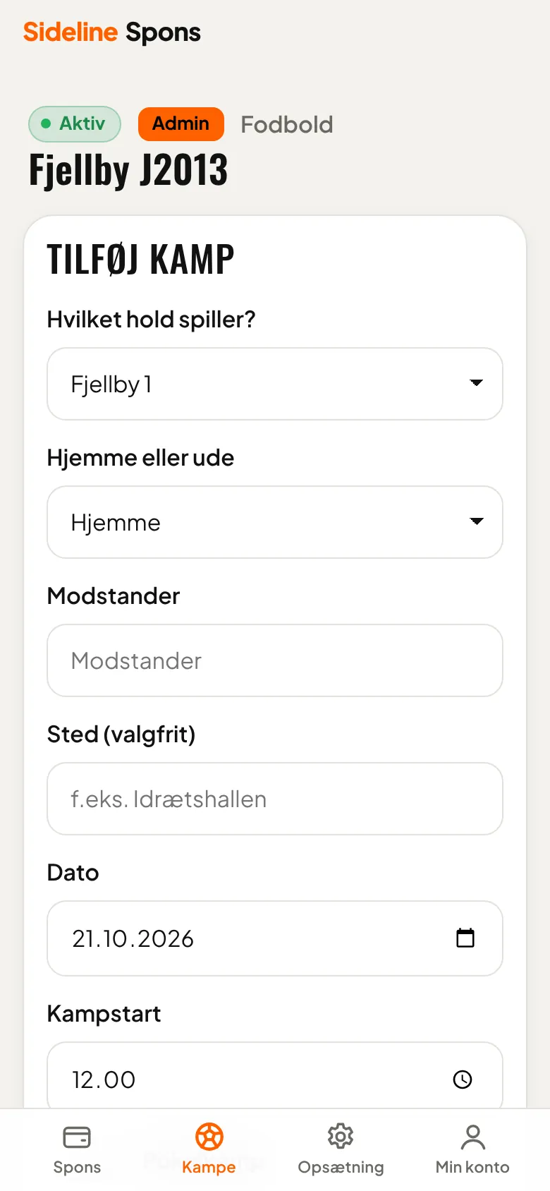 Tilføj kampe