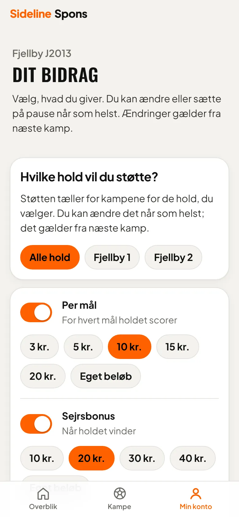 Vælg dit bidrag