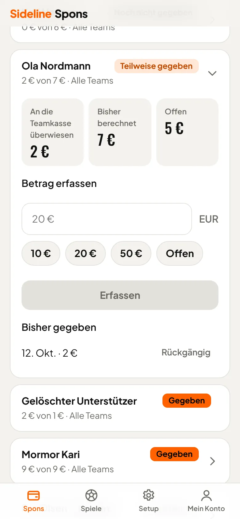 Zahlungen erfassen