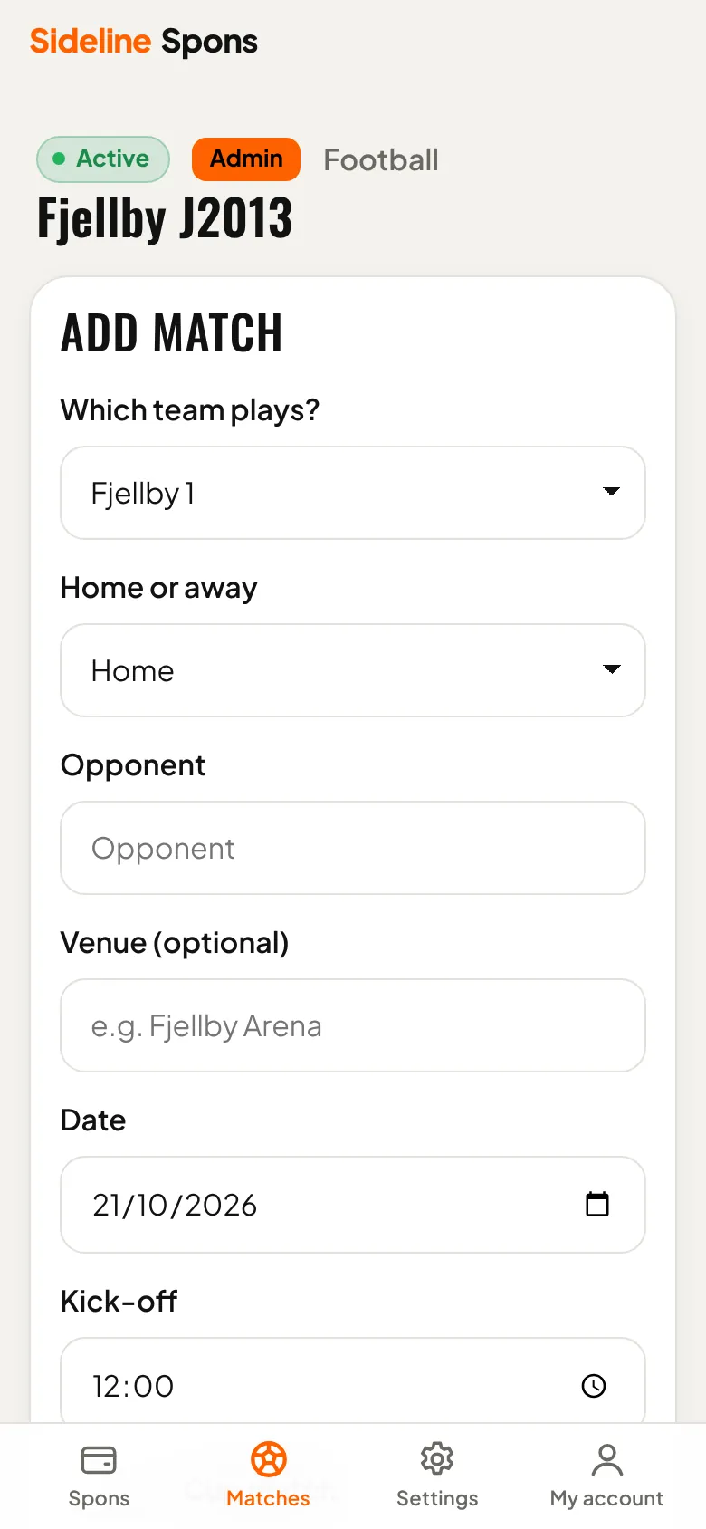 Add matches