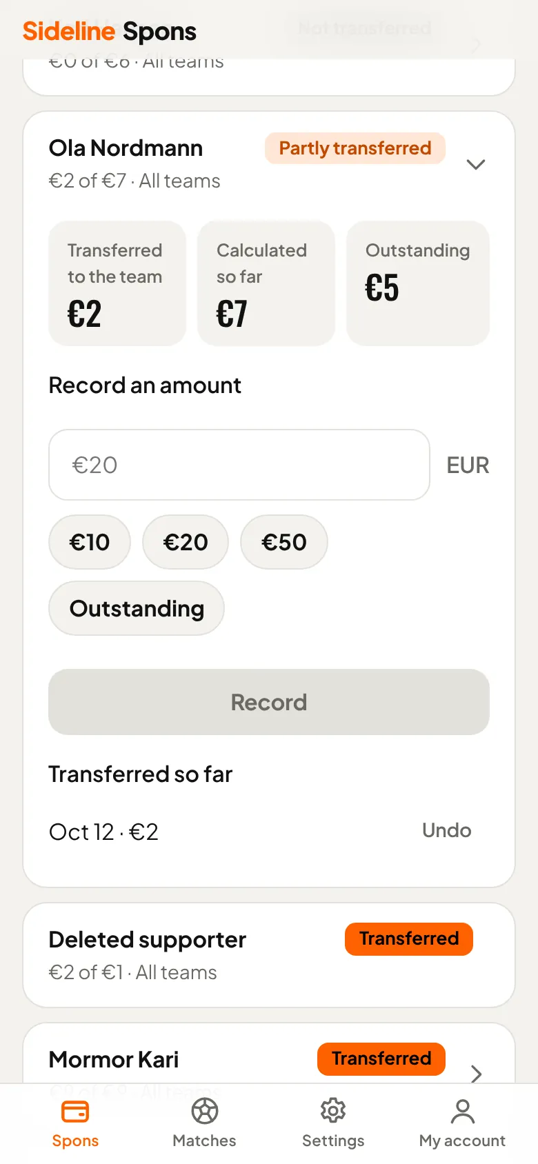 Record payments