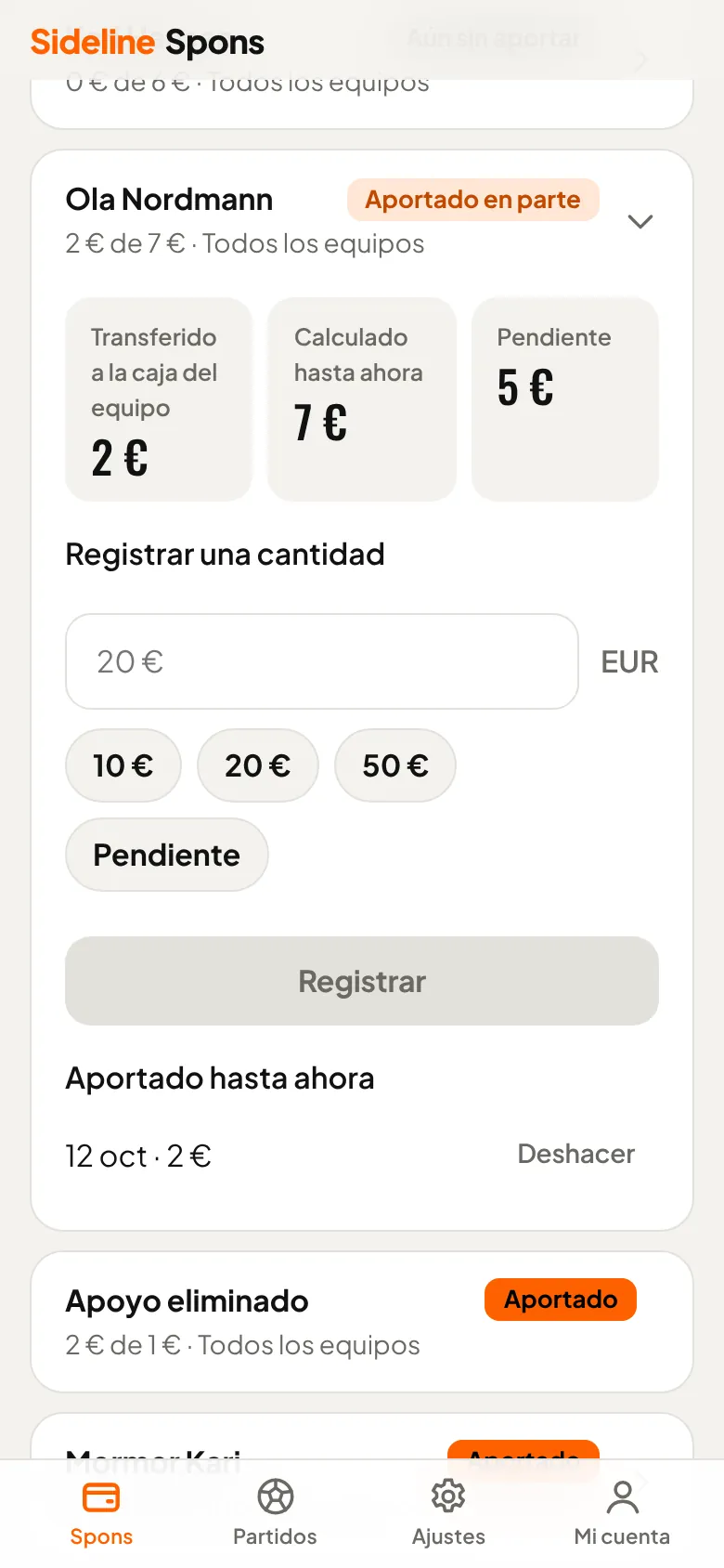 Registra los pagos