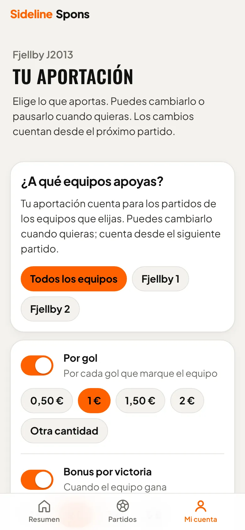 Elige tu aportación