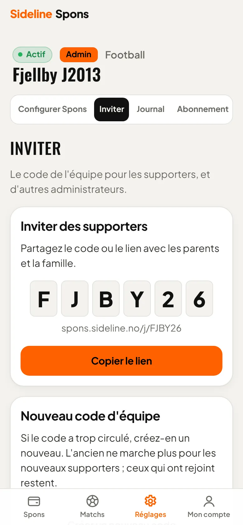Invitez les supporters