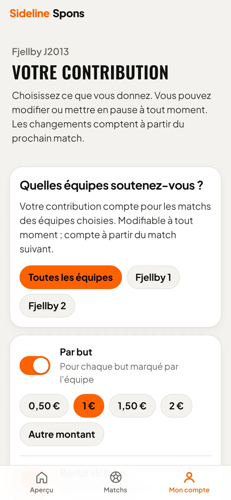Choisissez votre contribution