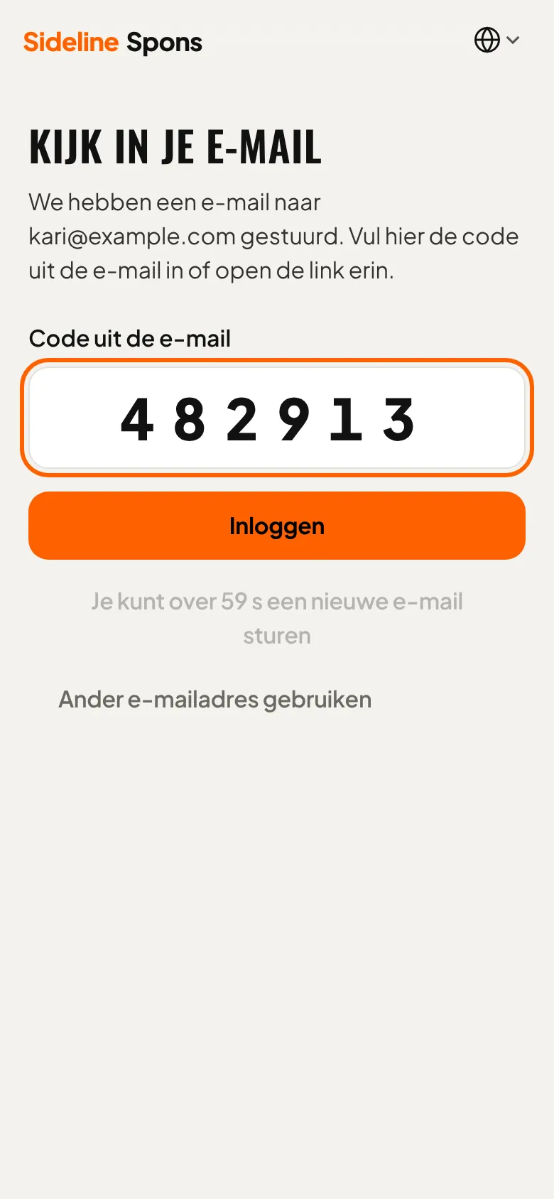 Code uit de e-mail