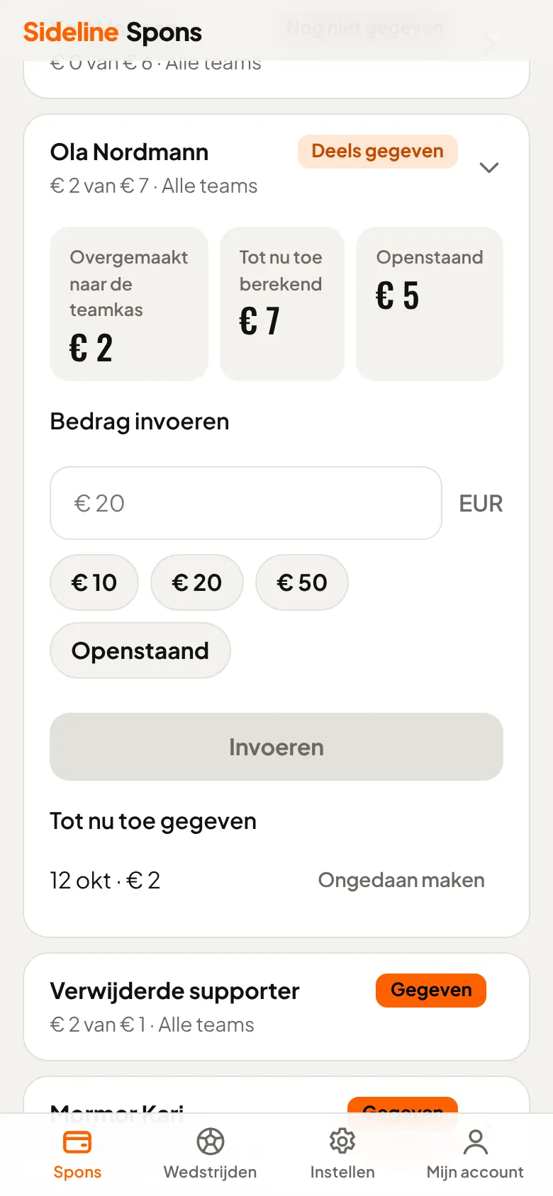 Betalingen registreren