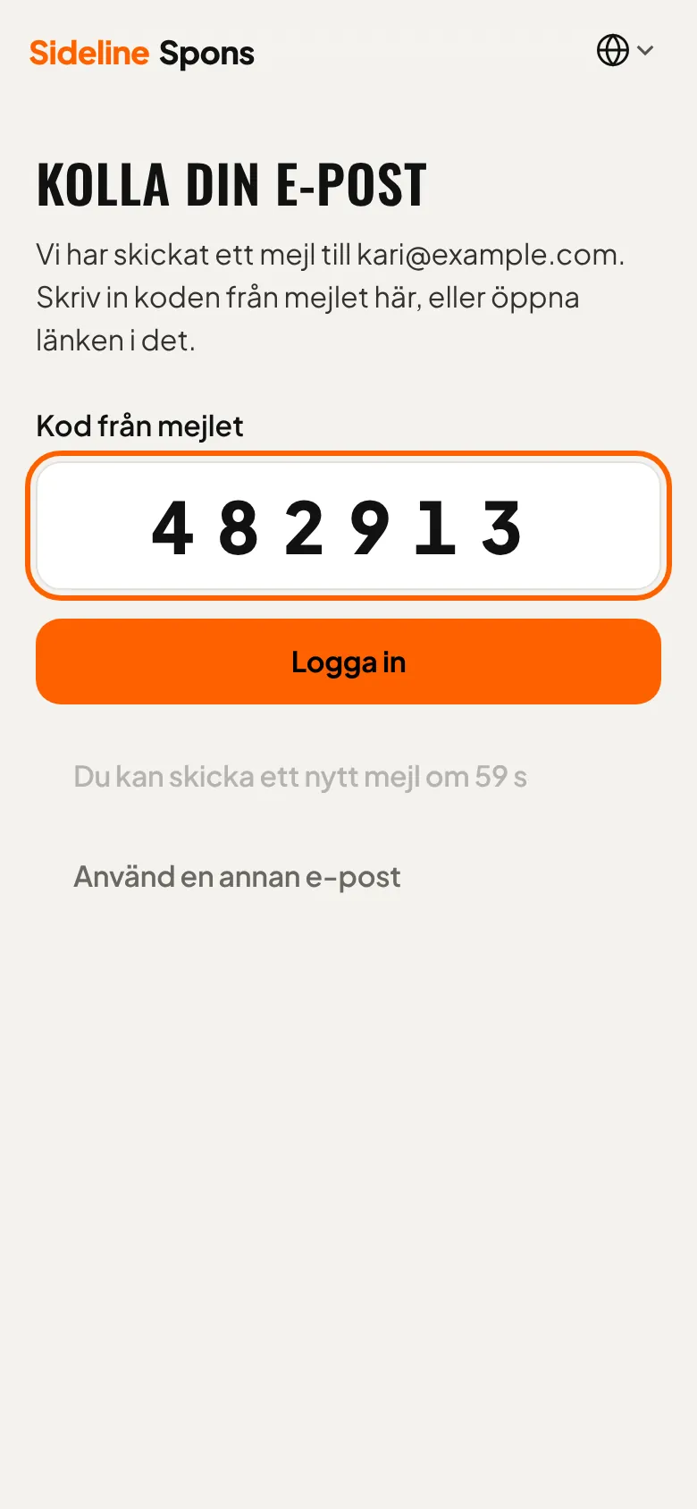 Bekräfta med koden
