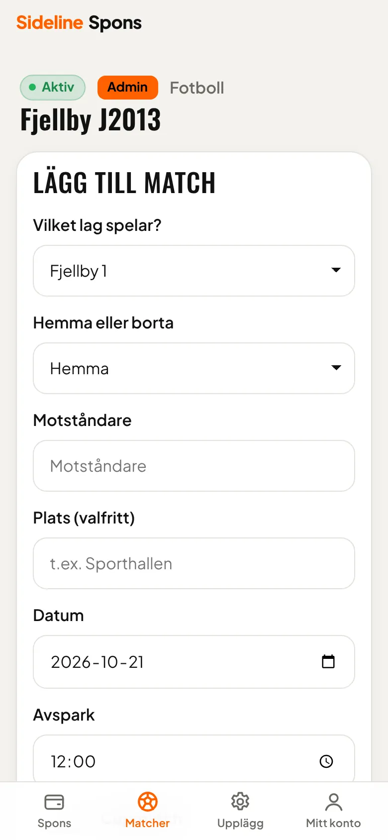 Lägg till matcher