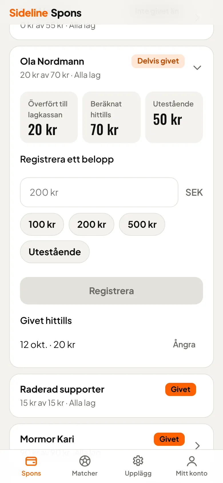 Registrera inbetalningar