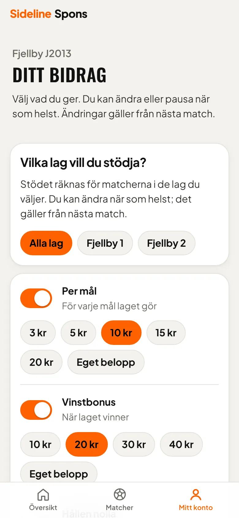 Välj ditt bidrag